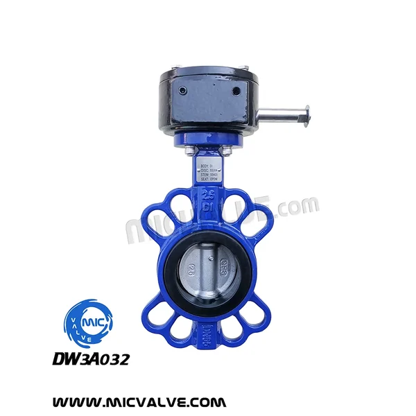 DW3A032 DN65 wafer type butterfly valve with pin-fixed disc and hand lever