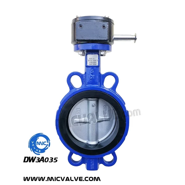 DW3A035 DN125 wafer type butterfly valve with pin-fixed disc and hand lever