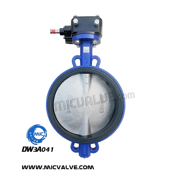 DW3A041 DN400 wafer type butterfly valve with pin-fixed disc and hand lever