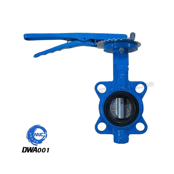DWA001 wafer type butterfly valve with pin-fixed disc and hand lever