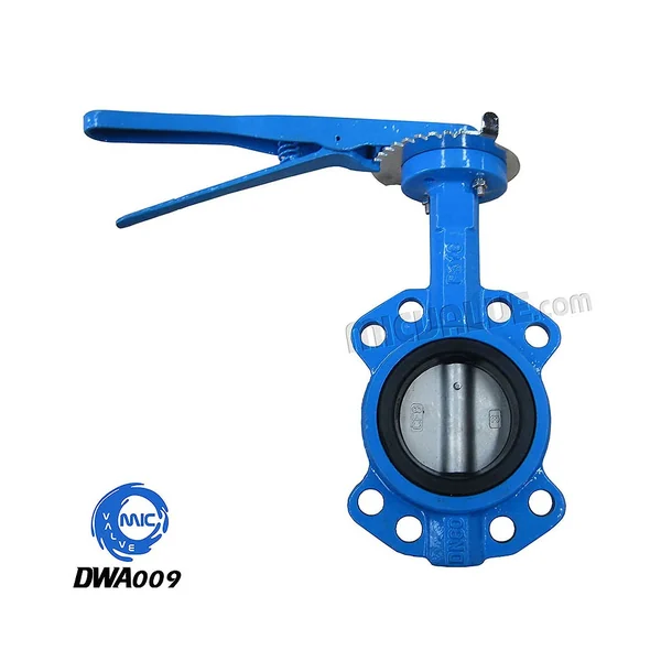 DWA009 DN80 wafer type butterfly valve with eight bolt holes and hand lever
