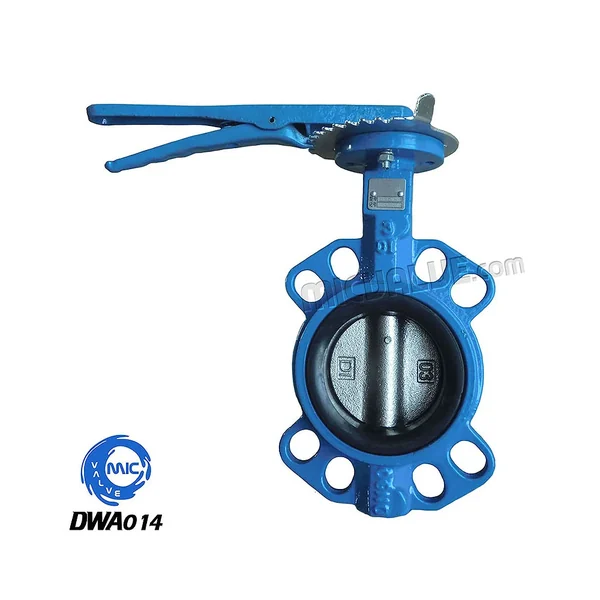 DWA014 DN80 wafer type butterfly valve with eight bolt holes and hand lever
