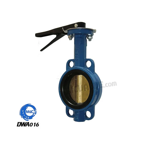 DWA016 wafer type butterfly valve with aluminium bronze disc and hand lever