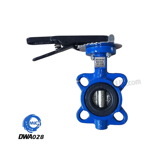 DWA028 DN40 wafer type butterfly valve with pin-fixed disc and hand lever