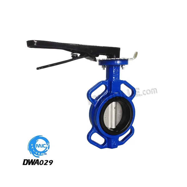 DWA029 wafer type butterfly valve with pin-fixed disc and hand lever