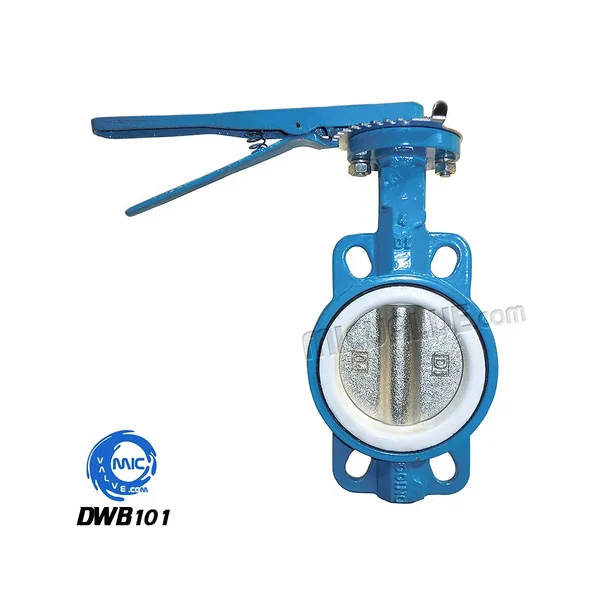 DWB101 DN10 to DN2600 wafer type butterfly valve no pin with PTFE seat and hand lever