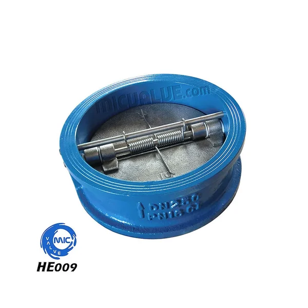 HE009 DN10 to DN2600 wafer type dual plate check valve with spring-assisted closure and dual disc plates