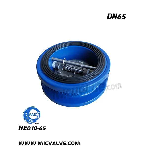 HE010-65 DN65 wafer type check valve with spring-loaded disc and flow arrow marking