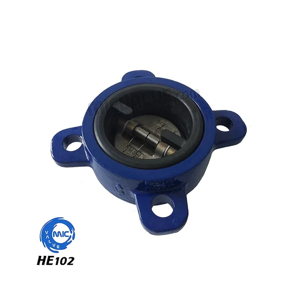 HE102 DN10 to DN2600 wafer type lined check valve with dual plate and hand lever