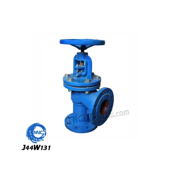 J44W131 Angle Globe Valve DIN PN16 Cast Iron with flanged ends and handwheel