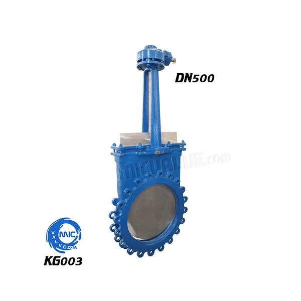 KG003 DN500 rising stem knife gate valve with bevel gear operator and SS201 gate