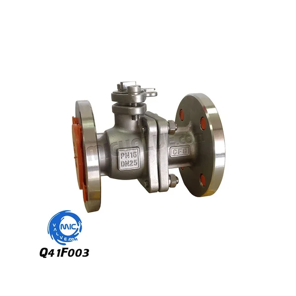 Q41F003 1-inch flanged stainless steel ball valve with hand lever and flanged ends