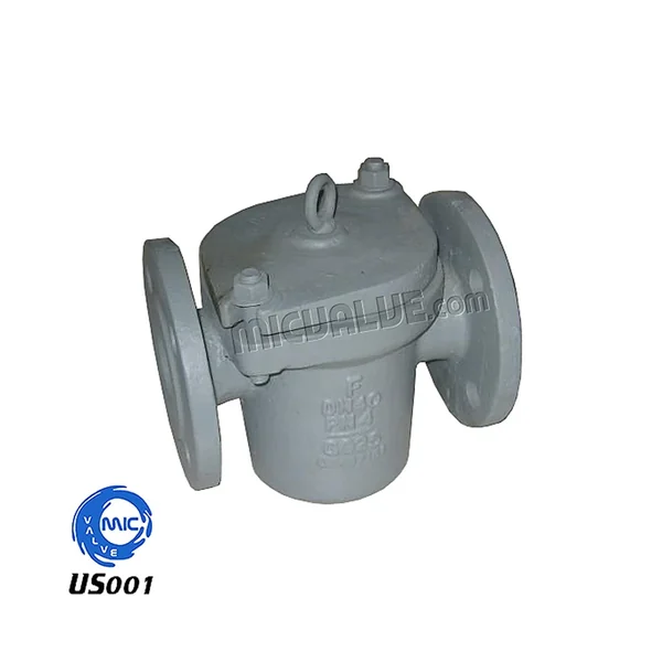 US001 U type strainer with removable basket and flanged connections, installed between pipe flanges