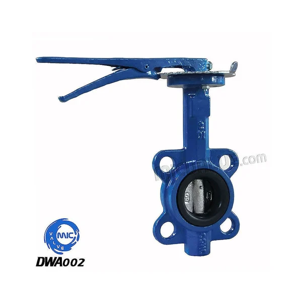 DWA002 wafer type butterfly valve with pin-fixed disc and hand lever