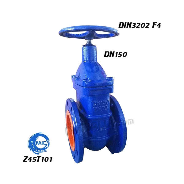 Z45T101 non-rising stem metal seated gate valve in DIN3202 standard with handwheel and flanged ends