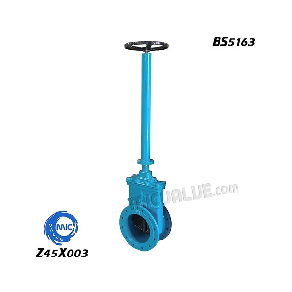 Z45X003 NRS resilient seat gate valve with extension rod, showing rising stem and threaded extension for visual position indication