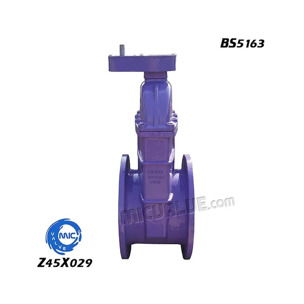 Z45X029 NRS resilient seat gate valve with flanged ends and handwheel, shown in a side view with visible body and seat