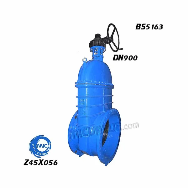Z45X056 DN900 non-rising stem resilient seated gate valve BS5163 with handwheel and flanged connections