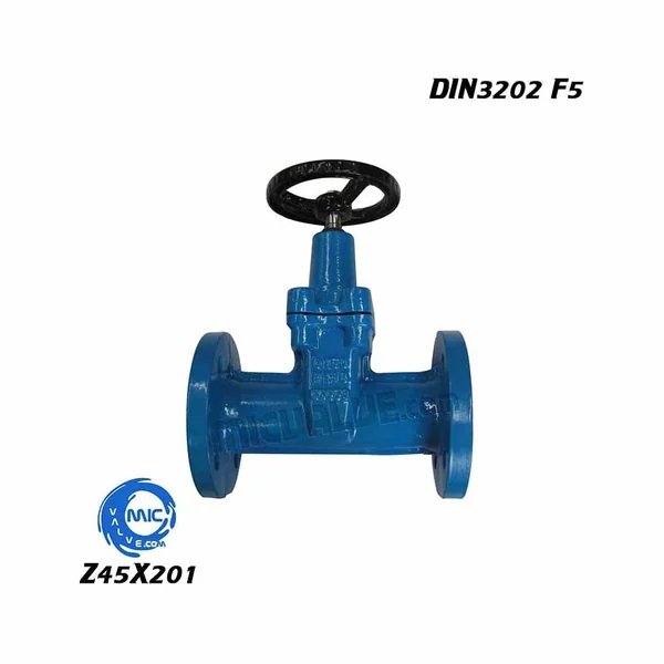 Z45X201 non-rising stem resilient seated gate valve with DIN3202 F5 flanges and handwheel