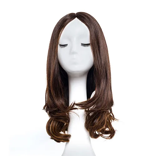 Wig2 human hair wig on a mannequin head front view