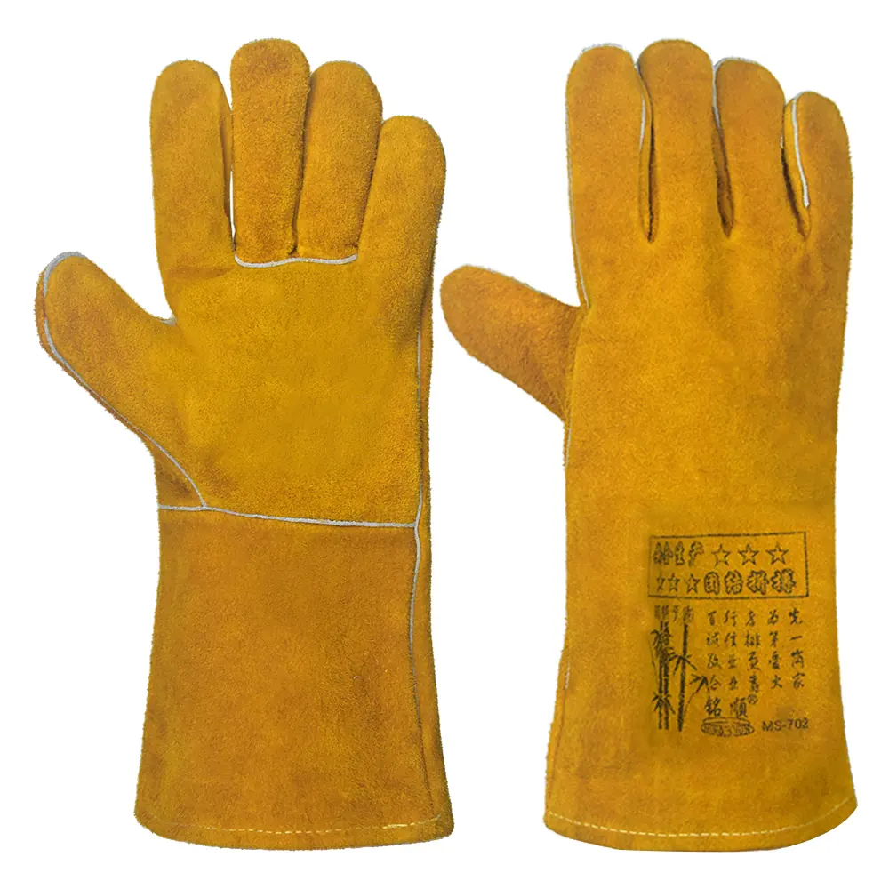 MS-702 yellow split cowhide welding gloves