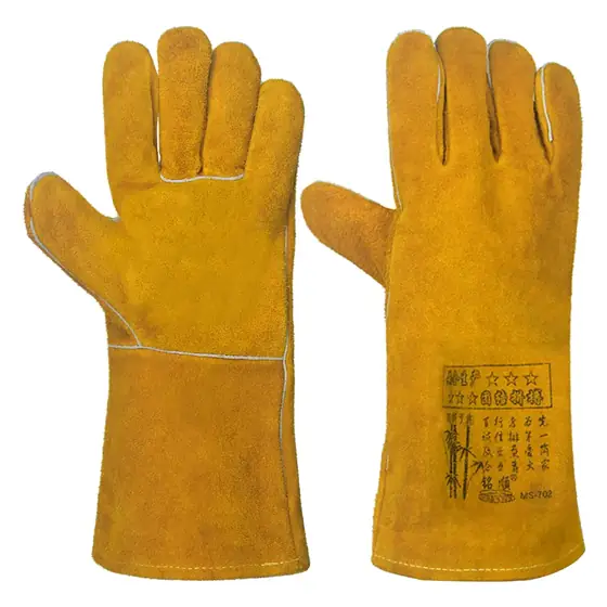 MS-702 Schweißerhandschuhe aus gelbem Rindsspaltleder