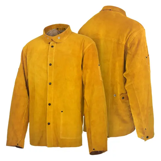 MS-386 Schweißerjacke aus braunem Spaltrindleder, Vorderansicht