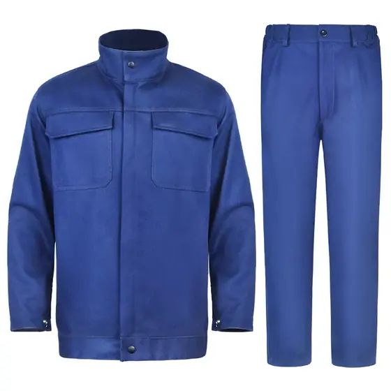 Marineblauer FR-Baumwoll-Arbeitsanzug MS-313N mit Lederärmeln