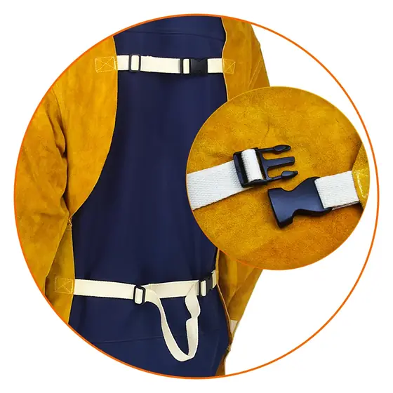 MS-383 apron with sleeves back strap detail