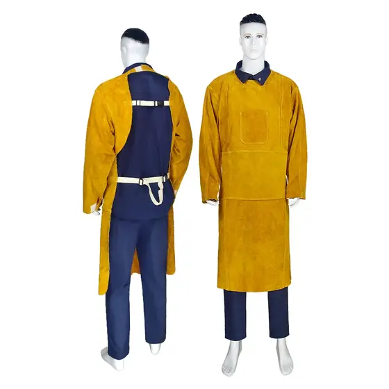 MS-383 Latzschürze aus Leder mit Ärmeln, Vorderansicht