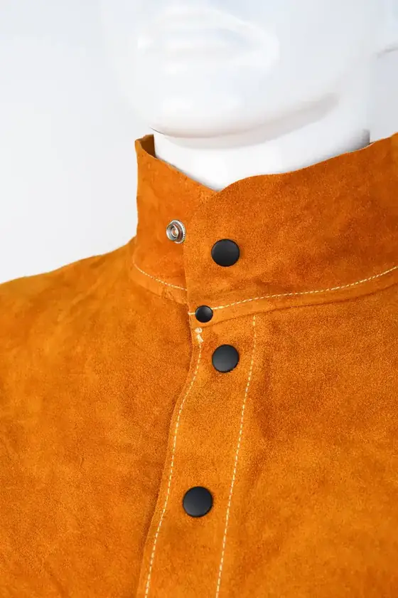 Leather cape sleeves interior lining detail
