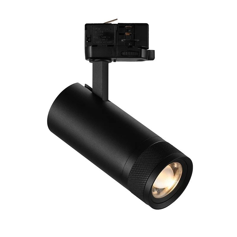 رأس ضوء المسار LED قابل للتكبير/التصغير بقدرة 20 وات في هيكل من الألومنيوم الأسود المبثوق