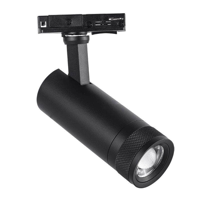 رأس ضوء مسار LED قابل للتكبير/التصغير بقدرة 30 وات في هيكل من الألومنيوم المبثوق باللون الأسود