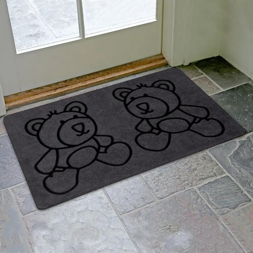 Tapete de porta em relevo de tecido de polietileno para exterior
