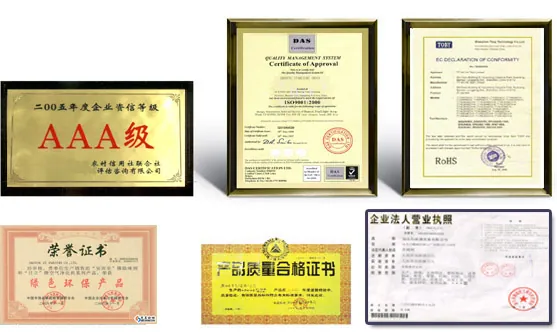 Shantou Xinfa certificates including ROHS and ISO