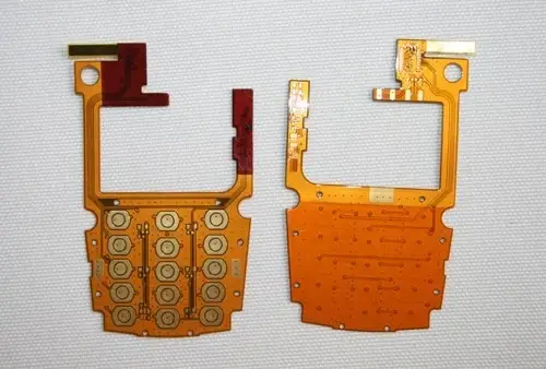 Double layer flexible circuit with exposed gold contact pads for a membrane keypad