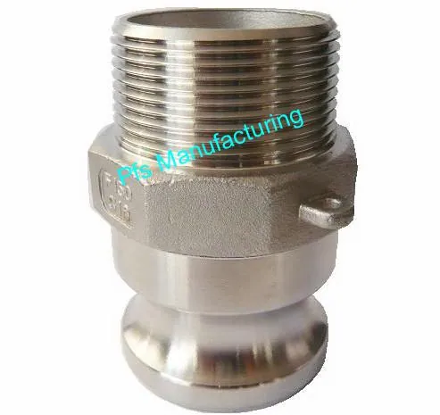 SS316 Camlock Type F Plug (Male coupler) with Male thread - Camlocks(SS,PP,Alum and Brass) by PFS Manufacturing