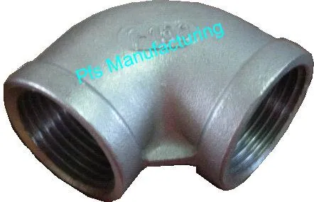 ステンレス 90度 同径バンド付き BSP/NPT エルボ — ステンレスねじ込み継手 PFS Manufacturing