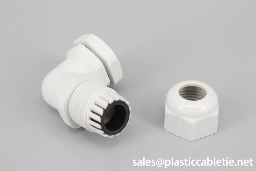 New Material black and grey white IP68 waterproof Nylon Right Angle Elbow Cable Glands with CE certificate