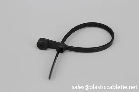 White and black color mountable head self-locking cable ties with hole for screw install zip ties view 3