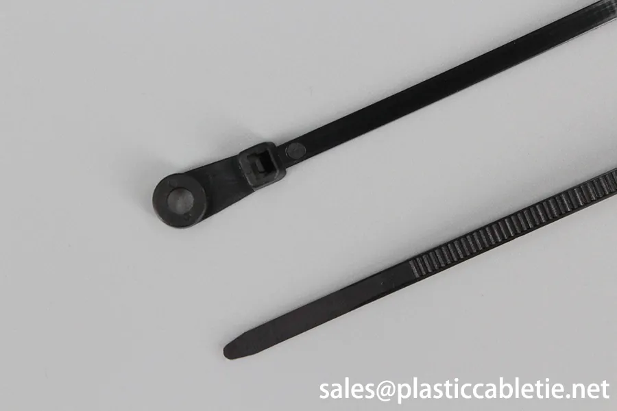 White and black color mountable head self-locking cable ties with hole for screw install zip ties