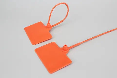 Precinto de seguridad tensor de resistencia media de 230 mm en material PP con código de barras