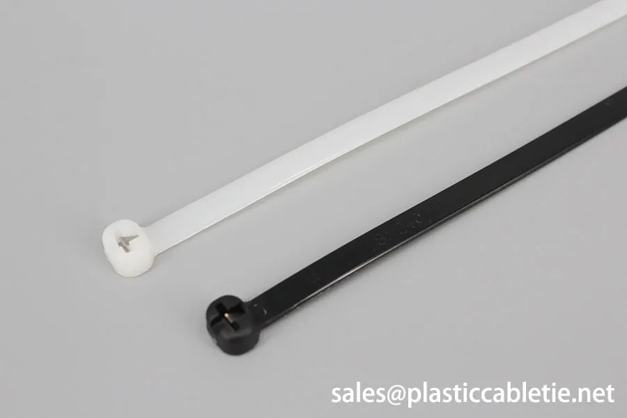Black and Natural Nylon Stainless Steel Barb Inlay Cable Tie