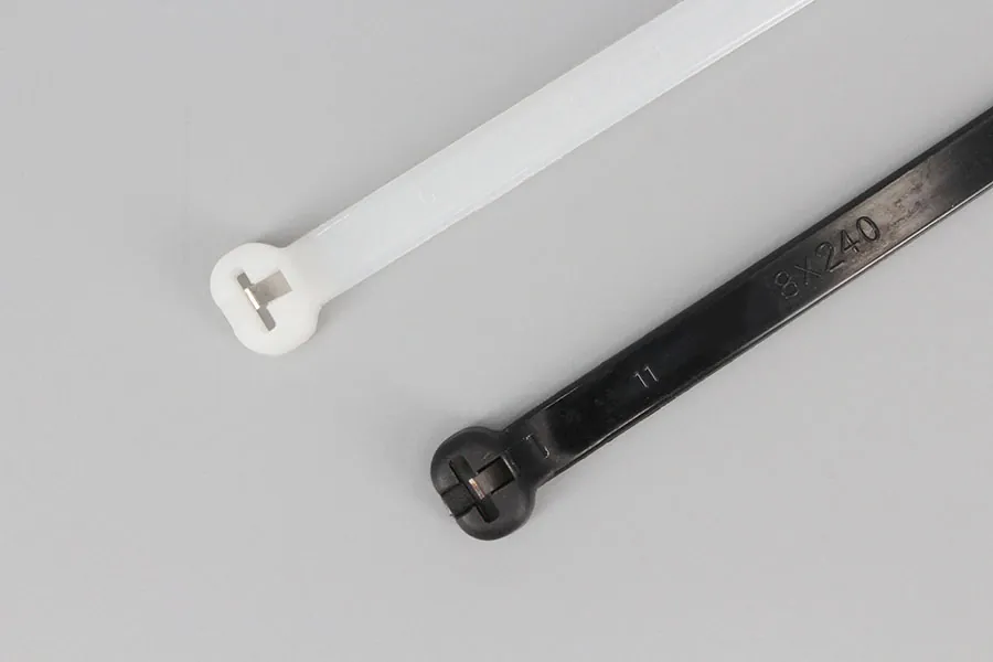 Black and Natural Nylon Stainless Steel Barb Inlay Cable Tie