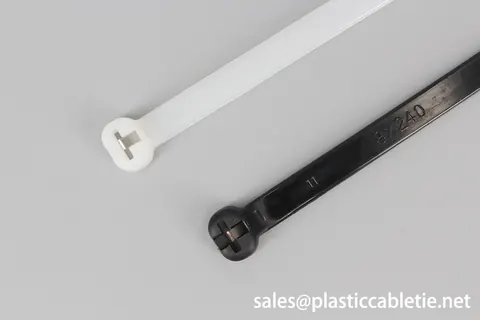 Black and Natural Nylon Stainless Steel Barb Inlay Cable Tie view 2