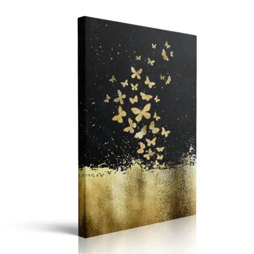 Black Gold Butterflies Canvas Wall Art