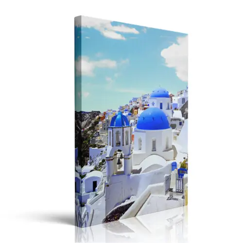 Blue Dome Church Santorini Canvas Wall Art