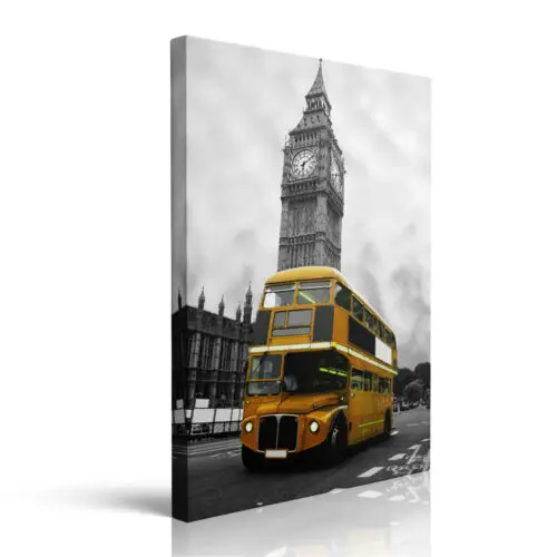 Orange London Bus Canvas Wall Art