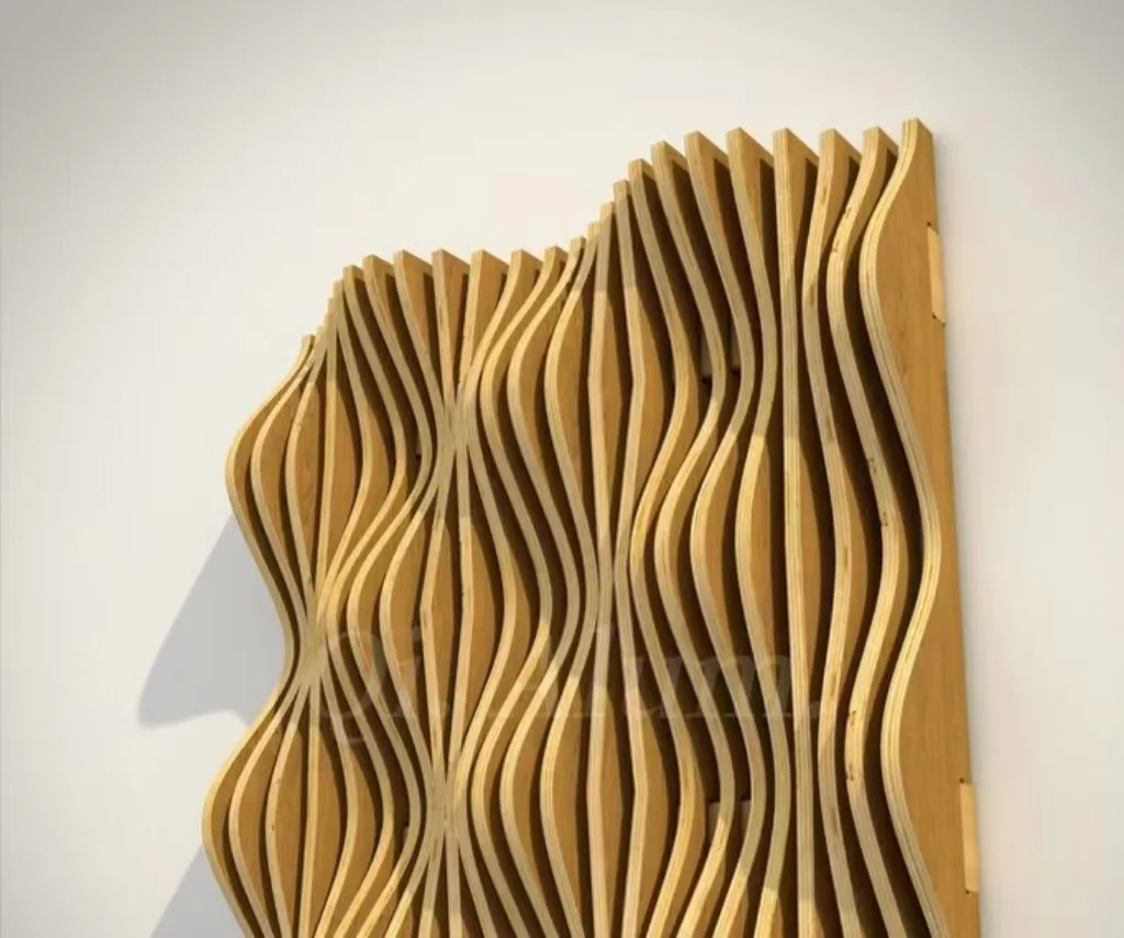 Customized Aluminum 3D Wave Wooden Wall Cladding for Interior Decoration — 2