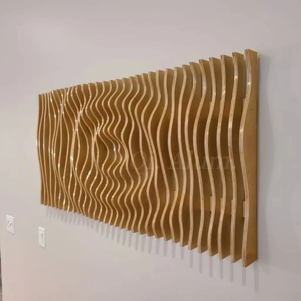 Customized Aluminum 3D Wave Wooden Wall Cladding for Interior Decoration — 4